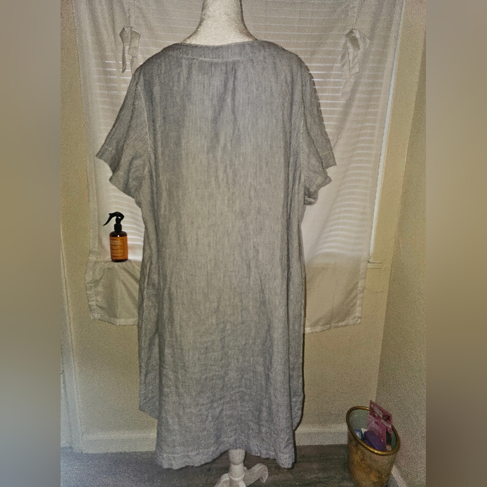 Tahari linen dress striped nautical casual pullover - Picture 5 of 6